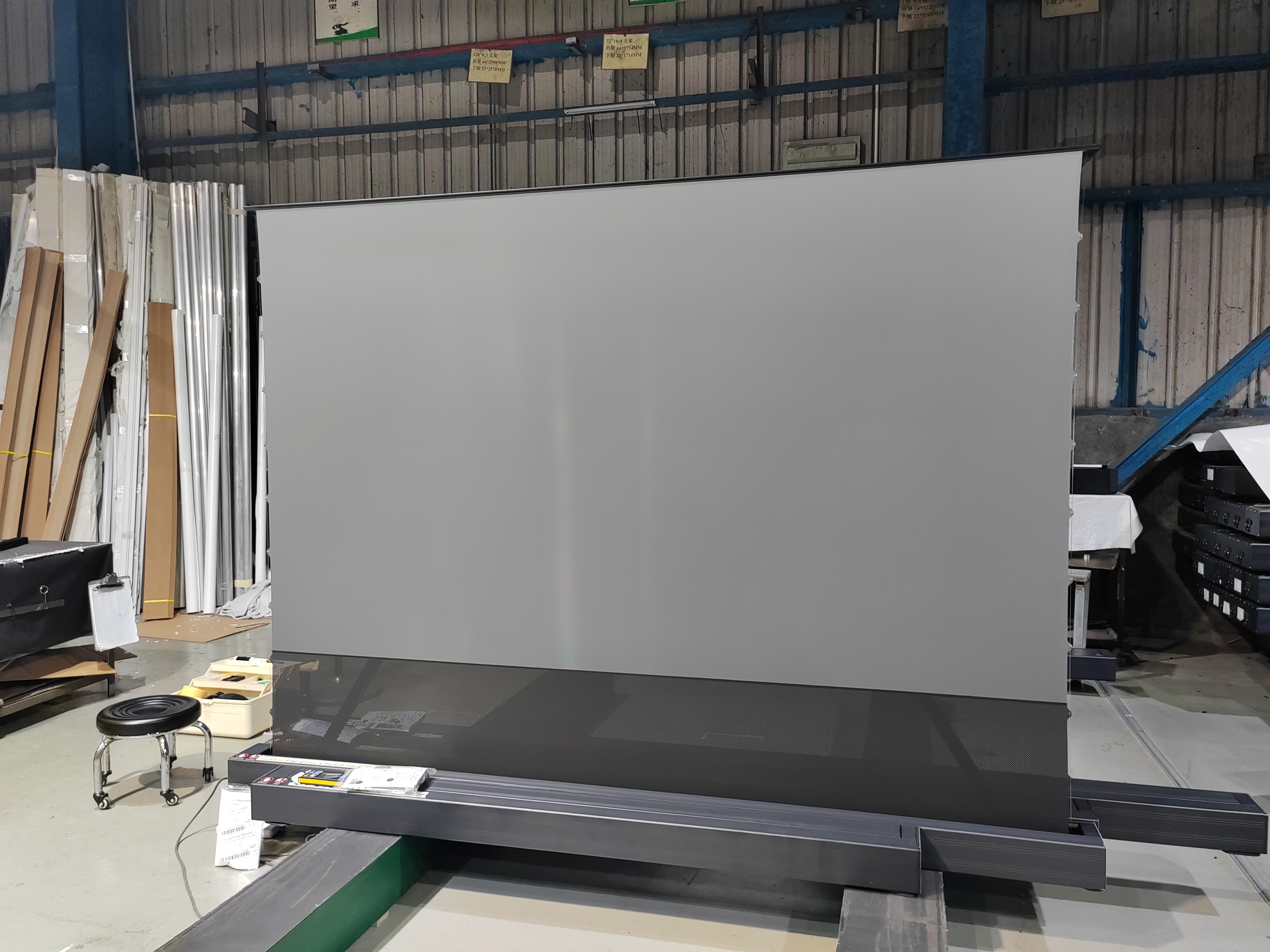 <strong>100</strong> <strong>Inch</strong> PET Motorized Floor Rising ALR Projection Screen Ambient Light Rejecting for Ultra <strong>Short</strong> <strong>Throw</strong> Laser <strong>Projector</strong> Portable