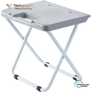 <b>Foldable</b> Outdoor <b>Table</b> Plastic Rectangular Minimalist Design Aluminum Frame Portable Lightweight Gray Color - Product Image 5