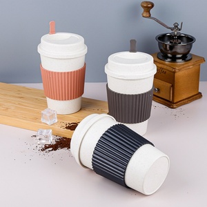 แก้วกาแฟแบบพกพา ทำจากฟางข้าว เป็นมิตรกับสิ่งแวดล้อม ป้องกันการลื่น ฝาปิดแบบใช้ซ้ำได้ ทนความร้อน ไม่ระเบิดเมื่อโดนน้ำร้อน  รับทำโลโก้ตามสั่ง ทันสมัย ขั้นต่ำในการสั่งซื้อน้อย - Product Image 1