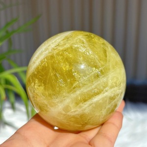 CrystalHola Esfera de Citrino Natural de 6.5-7cm, Patrón Floral, Pulida, Color Amarillo Arcoíris, para el Hogar, Gran Venta - Product Image 5