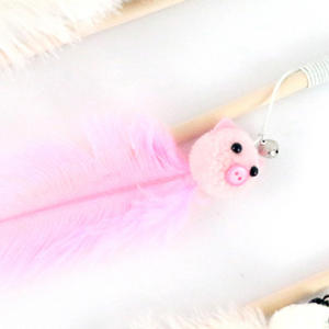 Juguete interactivo para gatos con plumas, tela y madera, varita de 40 cm con plumas de avestruz para estimular el movimiento de tu mascota - Product Image 2