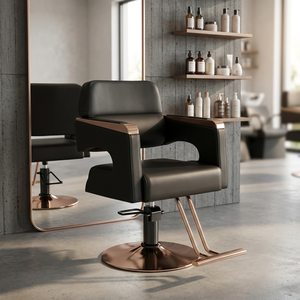 Fauteuil de barbier hydraulique pivotant en cuir PU noir, fauteuil de coiffure moderne, mobilier de salon de coiffure pour barbier - Product Image 6