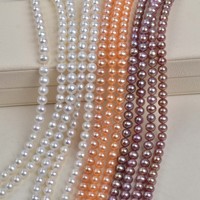Perles d'eau douce naturelles de Zhuji de 5 à 6 mm, presque rondes, blanches, orange, violettes, perles en vrac pour la fabrication de bijoux faits main, perles pour collier