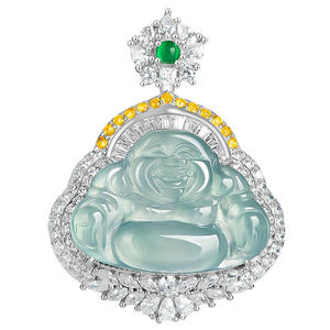 Pendentif Bouddha en jadéite naturelle, argent S925 incrusté, accessoires de mode pour femme, certificat d'évaluation inclus D238 - Product Image 5