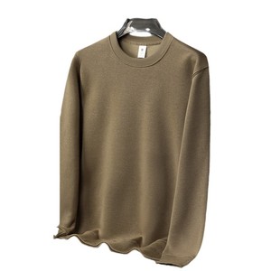 ANSZKTN Vente en gros Sweat-shirt décontracté à manches longues pour hommes T-shirt printemps automne couleur unie Haut polyvalent à fond ample - Product Image 5