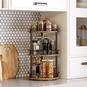 Ironwood Multi Layer <b>Rotating</b> Storage <b>Rack</b> Industrial Design For Kitchen Bathroom <b>Spice</b> Storage Freestanding 8-11.9 In Depth - Product Image 2