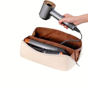 Sac de rangement portable pour sèche-cheveux et fer à boucler/baguette à boucler avec fermeture éclair, en PU, étanche, pour voyage - Product Image 1