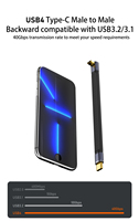 Cable de Datos USB-C Macho/Hembra, Carga Rápida PD de 240W, 40Gbps, OTG, FPC, Cable Corto Tipo-C 4.0 para Computadora, Banco de Energía, Disco Duro, Impresora, IOS