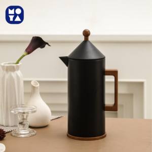 नई आगमन डबल दीवार स्टेनलेस स्टील टंबलर स्पाट-आकार के इन्सुलेट पानी के लकड़ी हैंडल वैक्यूम फ्लैस्क आर्बलिक कॉफी पॉट - Product Image 3