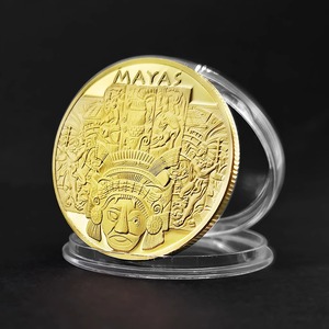 Medallones Metálicos de Fábrica, Medallones del Calendario Maya, Monedas de Plata Chapadas en Oro, Tótems Culturales, Monedas Creativas de la Civilización Azteca - Product Image 2