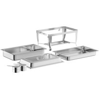 Produits chauds Hôtel restaurant Fournitures En Acier Inoxydable Rectangulaire Multicolore carburant Réchaud Buffet ensemble