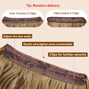 Extensions de cheveux bouclés synthétiques épaisses et longues, avec fil invisible, sans couture, effet vague, pour une pose facile - Product Image 4