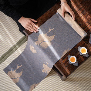 Guanlan Chinese Style Waterproof Tea <b>Table</b> <b>Runner</b> For Dry Brewing Tea Ceremony Accessories Traditional Design Dehua Origin - Product Image 3