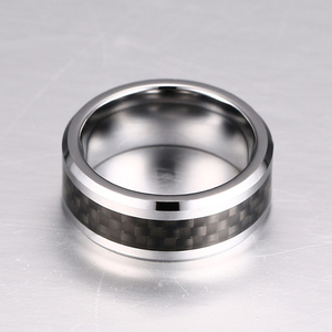 Bijoux de mode pour hommes Bague de mariage en fibre de carbone carbure de tungstène 8mm de haut poli - Product Image 2