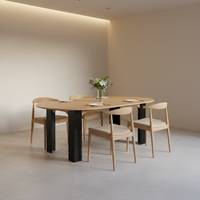 Table de salle à manger moderne de luxe durable, extensible et pliable, ovale, 4-8 places, 110-230 cm, en MDF noir, bois.
