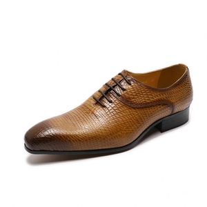 Lace-up Pointed Toe Autumn <b>Dress</b> Leather Oxfords with Height Increasing - Product Image 2