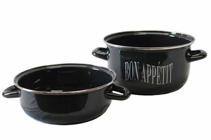 Black Enamel Steel <strong>Mussel</strong> <strong>Pot</strong> 18/20/22/24/26cm 2.8L Two Handles Oven Safe Dishwasher Safe Eco-Friendly Logos Custom Logo - Product Image 4