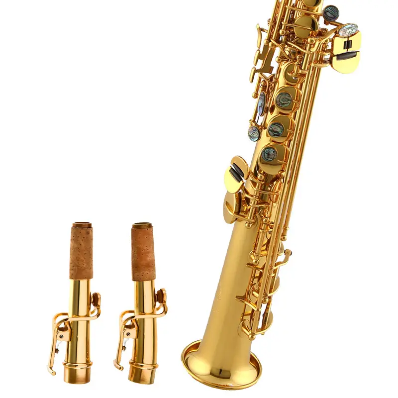 חם מכירה sax מקצועי ישר סיני איכות רוח כלי פליז זהב לכה סופרן סקסופון