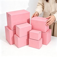 Vente en gros de boîtes en carton ondulé rose pour colis postaux, tailles 5-12, 3 plis, carton E-Flute, matériaux recyclés résistants, expédition