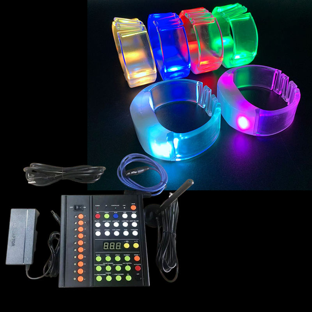 OEM Customized LOGO Rgb LED Wristband DMX Remote Controlled Color Changing LED Bracelet for Parties Concert Events