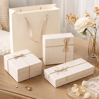 Boîte cadeau vide rectangulaire avec nœud, grande taille, haut de gamme, pour bijoux, avec couvercle, idéale pour les fêtes