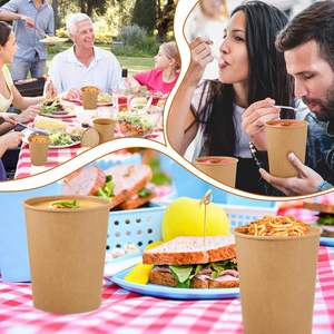 Envases de Cartón Desechables para Alimentos, Recipientes de Papel para Postres, Ensaladas y Bebidas, Aptos para Calentar, con Tapa Impresa - Product Image 5