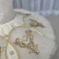 Gaun Tutu Balet Anak-anak Berhias Emas Merah Muda, Tutu Pancake Profesional Berbahan Renda dan Berhiaskan Rhinestone untuk Anak Perempuan, Ideal untuk Pertunjukan Balet.