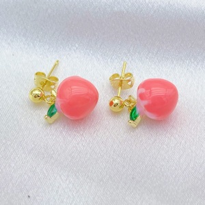 JML Venta al por mayor 14K chapado en <span class=keywords><strong>oro</strong></span> rosa melocotón gota pendientes exquisitos accesorios de moda para niños con <span class=keywords><strong>Oro</strong></span> Laminado - Product Image 4