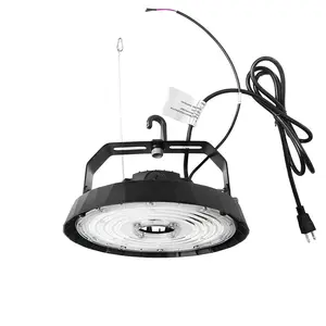 UFO 150W 5000K High Bay LED Light Fixture with US Plug 5' Cable IP65 Waterproof for Workshop Factory Barn Warehouse