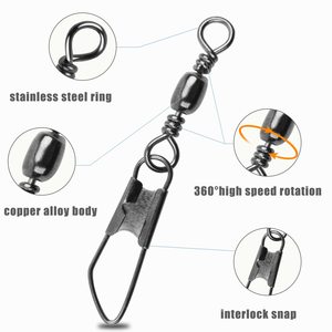 Lot de 50 accessoires de pêche pivotant à baril, équipement de pêche de qualité supérieure, à connexion rapide, seau de leurre de pêche pivotant <span class=keywords><strong>Snap</strong></span> - Product Image 3