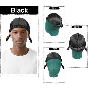 Hip Hop Satin Soie Turban Bonnets Durags Réglable Unisexe Pirate Cap pour Cheveux Longs Tresses Ski Cyclisme Pêche pour Dreadlock - Product Image 4
