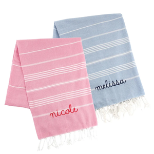 Toalla de playa de algodón turco bordada personalizada con nombre, regalo para damas de honor, recuerdo de despedida de soltera, regalo personalizado para mujeres H - Product Image 1