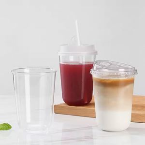 Vente en gros de gobelets en PET en forme de U de 89 mm, 12 oz, 340 ml, impression personnalisée du logo, gobelets en plastique rigide jetables pour café froid, boba, bubble tea - Product Image 1
