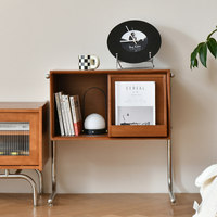 Meuble de rangement vintage nordique en bois massif pour magazines, bibliothèque, petit meuble d'appoint pour salon, rangement de disques vinyles, maison, bureau à domicile, hôtel