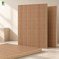 Panneau mural en contreplaqué recouvert de placage à carreaux caramel Jinbase W-KJ-401, qualité E0, 1220x2440mm, placage de chêne flexible, bois de hêtre