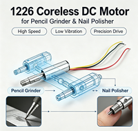 Moteur CC sans noyau RS 1226 1,8 A, mini moteur à coupelle creuse haute vitesse pour ponceuse électrique, polisseuse à ongles, machine de manucure