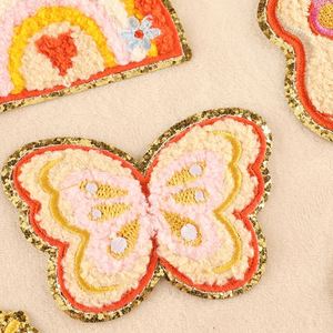 Patch thermocollant en chenille brodé, motifs Orange Jaune, Paix, Arc-en-ciel, Violon, Lunettes de soleil, pour la décoration de vêtements d'enfants - Product Image 2