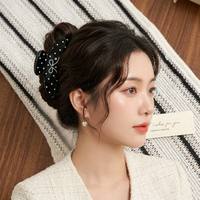 Pince à cheveux en acétate style coréen Liwu, motif nœuds et pois, style vintage rétro