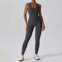 Mono de yoga para mujer, sin costuras, de una pieza, con control de abdomen, ropa deportiva informal, cuello halter, cuello redondo, de secado rápido, muestra gratuita personalizada