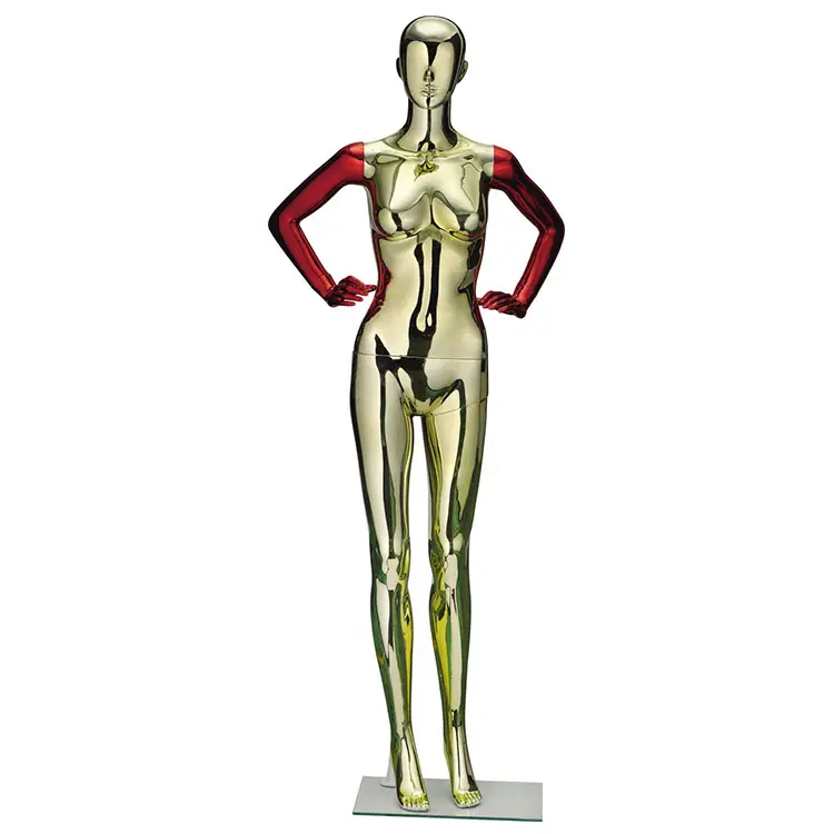 Boutique Clothing Store Full Body Wedding Dress Mannequins Clothes Display Bright Gold Mannequin Female For Bridal Shop