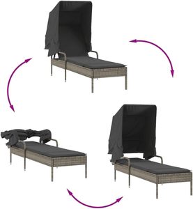 Meubles de <span class=keywords><strong>jardin</strong></span> de patio Chaise longue avec auvent Poly Rotin Osier <span class=keywords><strong>Jardin</strong></span> Dossier réglable Chaise <span class=keywords><strong>Transat</strong></span> Chaise longue avec auvent - Product Image 6