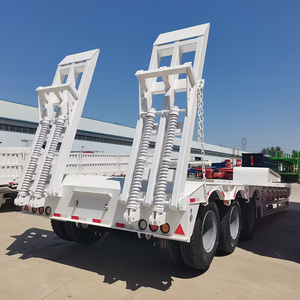 重型 3 轴 4 轴鹅颈低床拖车 50-60 吨低床半挂车，带液压坡道，用于运输推土机和挖掘机 - Product Image 3