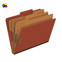 Barato 10 Por Caja Carta Tamaño 3 Divisores y Expansión Rojo Oscuro Tablero Prensado Clasificación Carpeta de Archivos