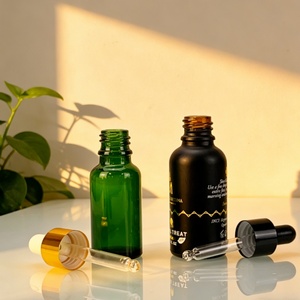 Envase de Vidrio Esmerilado Transparente para Cosméticos con Gotero Dorado, Botella de Vidrio Redonda de 50 ml con Gotero para Aceite Facial - Product Image 3