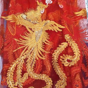 Applique en maille brodée de sequins, motif Phénix Doré extra large, pour costume ancien, vêtement ethnique, accessoire vestimentaire - Product Image 1
