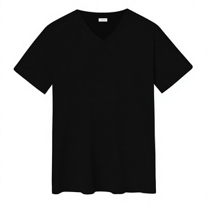 mens <b>black</b> <b>plain</b> solid blank v neck short sleeve <b>tshirt</b> casual regular fit classic everyday tee top - Product Image 1