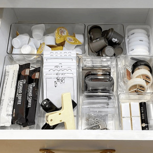 Nieuw gelanceerde 7/8/10/13/16/21/25/28/37-delige bureau lade organizers set, transparante plastic opbergbakken, scheidingswanden, lade organizer - Product Image 3