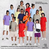Pabrik Sendiri 200g Katun Combed Dingin Bernapas Antibakteri Menyerap Keringat Solid O-Neck Lengan Pendek Oversized