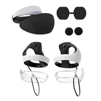 8 IN 1 PS VR 2 Housse de casque en silicone, housse de protection d'objectif 2 poignées de pouce 2 poignées de poignée 2 housses de bord de contrôleur