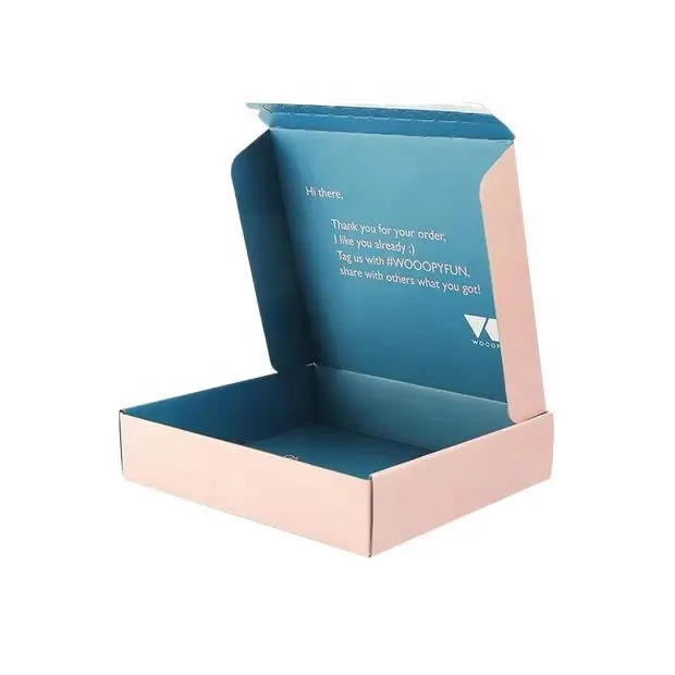 Caja de envío de cartón corrugado personalizada, caja de envío rosa, cosmético plegable